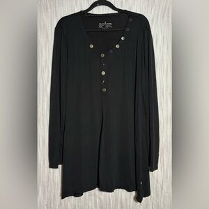 Neon Buddha Black Button Women's Top